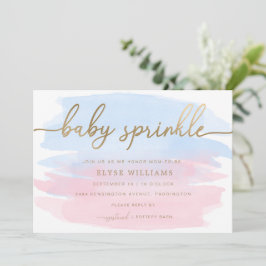 Pink Blue Watercolor Gold Baby Sprinkle Einladung