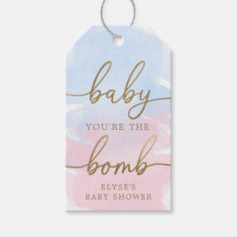 Pink Blue Watercolor Gold Bath Bombe Gefallen Tag Geschenkanhänger