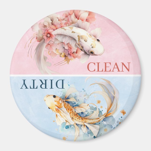 Pink Blue Watercolor Gold Koi Fischgeschirrspüler Magnet (Vorne)