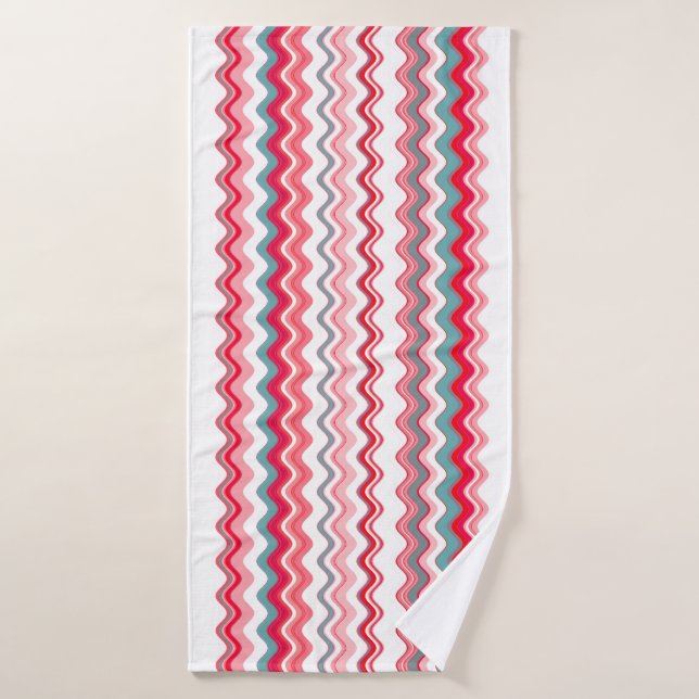Pink Blue Wavy Zigzag Muster Badehandtuch (Badehandtuch)