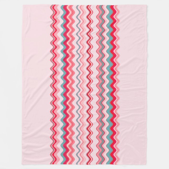 Pink Blue Wavy Zigzag Muster Fleecedecke (Vorderseite)