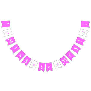 Pink & Blue Wedding Rings Miss an Frau Bachelorett Wimpelkette
