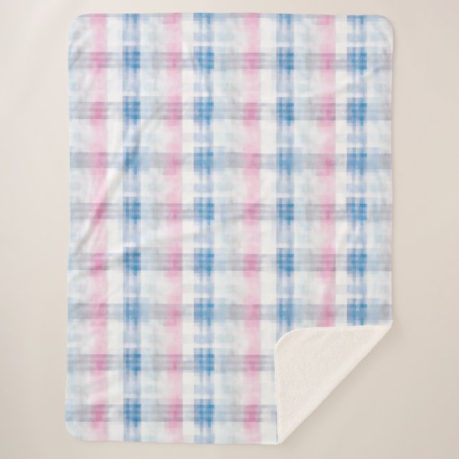 Pink Blue White Plaid Stripes (Devant)