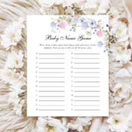 Pink Blue Wildblume Gender Reveal Baby Name Game
