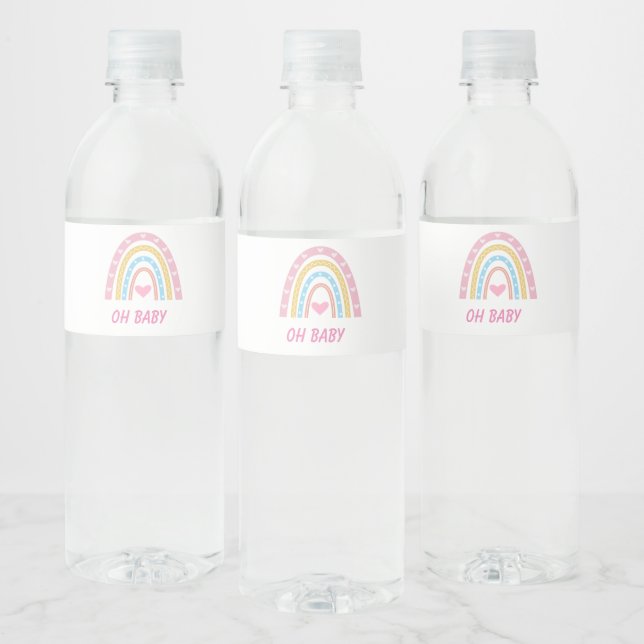 Pink Blue Yellow Boho Regenbogen Oh Baby Dusche (Flaschen)