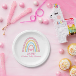 Pink Blue Yellow Boho Regenbogen Oh Baby Dusche Pappteller