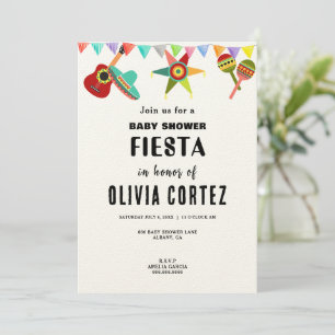 Pink Blue Yellow Mexican Fiesta Baby Dusche Einladung