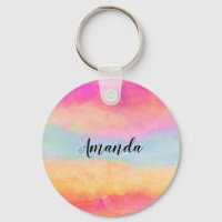 Pink Blue Yellow Rainbow Abstract Stripes
