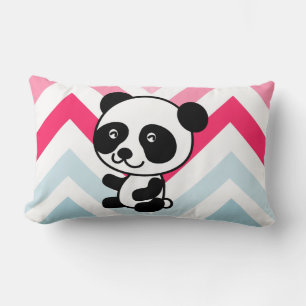 Pink & Blue Zickzack Panda Bean Lumbar Kissen