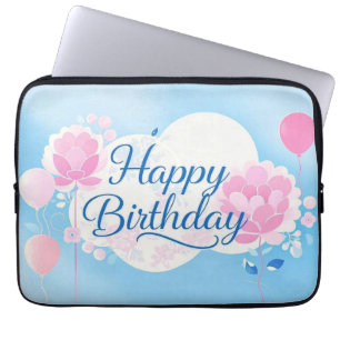 Pink bluebirthday luxuriös elegant extravagant laptopschutzhülle