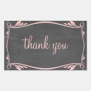 Pink Blüh Chalkboard Danke Stickers