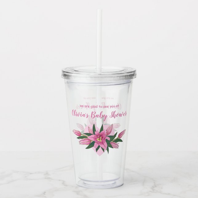 Pink blühende Lilien Herzlich willkommen in der Ki Acryltrinkbecher (Vorderseite)