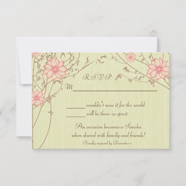 Pink-Blume-Antwortkarte RSVP Karte (Vorderseite)