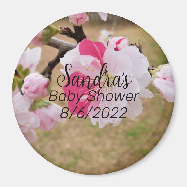 Pink Blume Babydusche Magnet (Vorne)