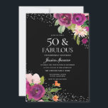 Pink Blume Black Back 50. Geburtstagsparty Einladung<br><div class="desc">Rosa Blume Black Back 50. Geburtstagsparty Einladung Siehe Matching Kollektion in Nest und Nest Store</div>