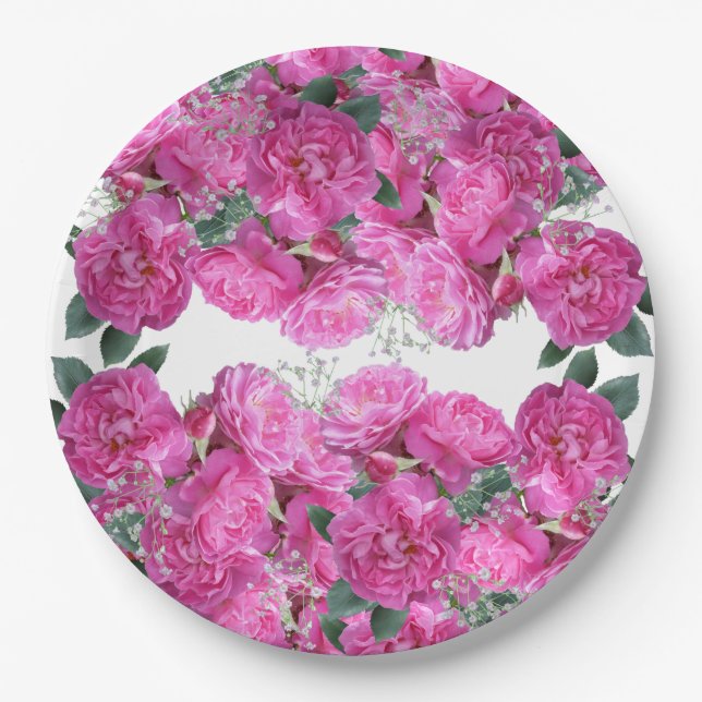 Pink Blume Bouquet anpassen Pappteller (Vorderseite)