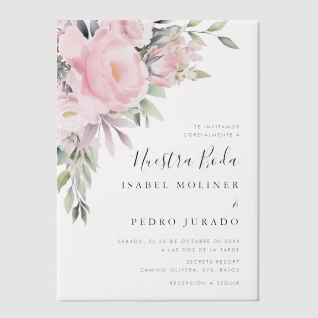 Pink Blume Bouquet Nuestra Boda (Vorderseite)