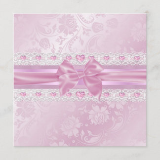 Pink Blume & Bow Sweet 16 Einladung