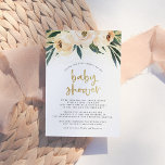Pink Blume & Brushed Gold Baby Dusche Vielen Dank Dankeskarte<br><div class="desc">Diese flache Dankeschön-Karte verfügt über "Baby-Dusche" in einem gebürsteten goldenen Skript über einem benutzerdefinierten Dankeschön-Nachricht. Es gibt einen Rahmen von Hand bemalten rot rosa Blume und goldenen Konfetti. Diese Karten kehren zu einer schönen grünen Farbe mit einem einfachen weißen Muster zurück.</div>