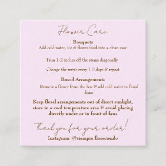 Pink-Blume-Care-Karte Quadratische Visitenkarte