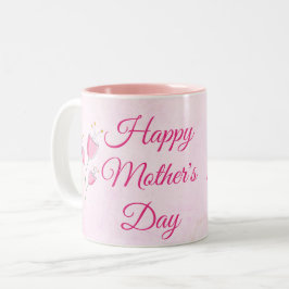 PINK BLUME GLÜCKLICH MUTTER TAG ZweittonKAFFEE Zweifarbige Tasse