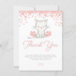 Pink Blume Kitten Girl Babydusche Dankeskarte