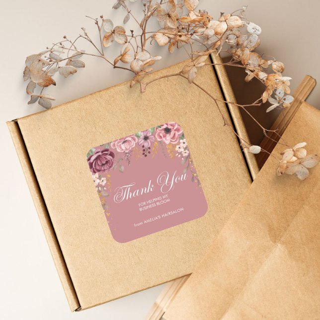Pink Blume Kleine Unternehmen Danke Stickers (Von Creator hochgeladen)