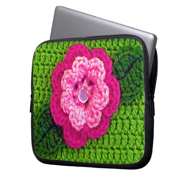 Pink Blume Kunsthandwerk Kroketten Print Electroni Laptopschutzhülle (Vorderseite Links)