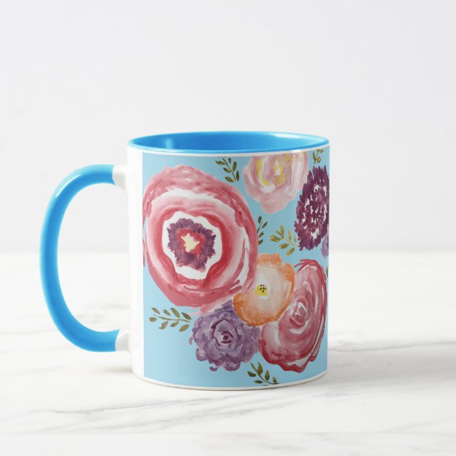 Pink Blume Malerei Bouquet Kaffee Tasse (Links)