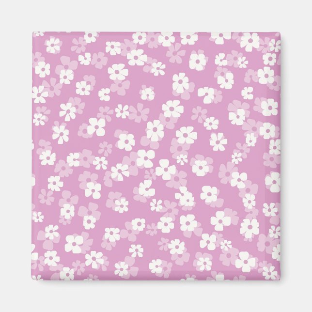 Pink-Blume-Muster Magnet (Vorne)