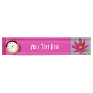 Pink-Blume-Schreibtischkennzeichen Namensplakette