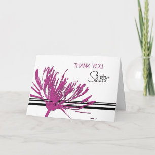 Pink Blume Schwester Danke Bridesmaid Card
