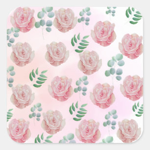 Pink-Blume-Sticks Quadratischer Aufkleber