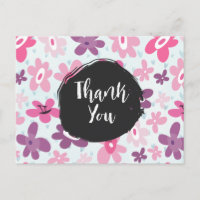 Pink Blume Whimsical Retro Muster Vielen Dank