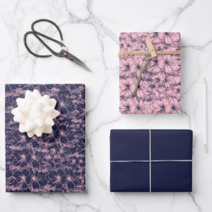 Pink Blume Wrapping Paper Geschenkpapier Set