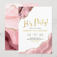 Pink Blush and Gold Agate Let's Party