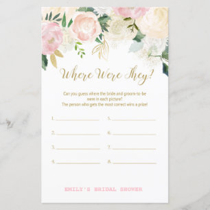 Pink Blush and Gold Brautparty Game DRUCKT
