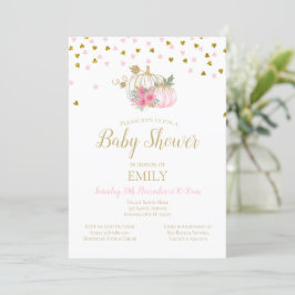 Pink Blush and Gold Pumpkin Baby Dusche Einladung