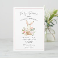 Pink Blush Bloral Bunny Rabbit Babydusche