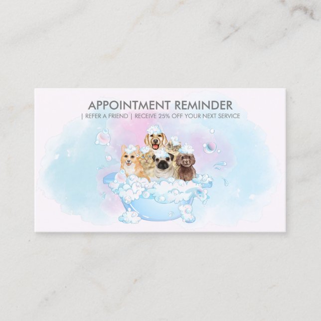 Pink Blush Blue Hunde Katzen Wellness-Center Groom Visitenkarte (Vorderseite)