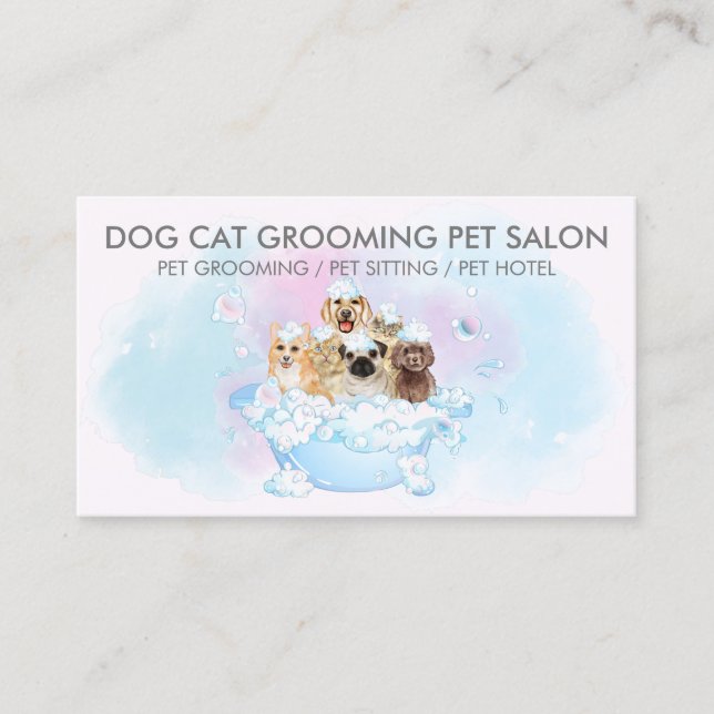 Pink Blush Blue Hunde Katzen Wellness-Center Pet G Visitenkarte (Vorderseite)