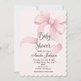 Pink Blush & Bow Coquette Babydusche Einladung