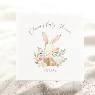Pink Blush Bunny Rabbit Girl Babydusche Serviette