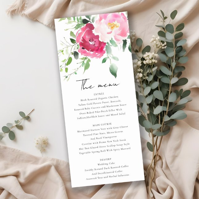 Pink Blush Burgund Rose Wasserfarbenmenü für Hochz Einladung (Von Creator hochgeladen)