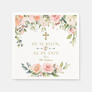 Pink Blush Cream Blume Er ist Gold Oster Rised Serviette