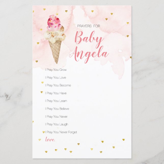 Pink Blush Eis Glitzer Gebete für Baby (Vorderseite)