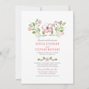 Pink & Blush Floral Aquarelle Mariage Invitations