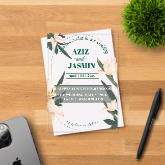 Pink blush floral Circle Acryleinladungen