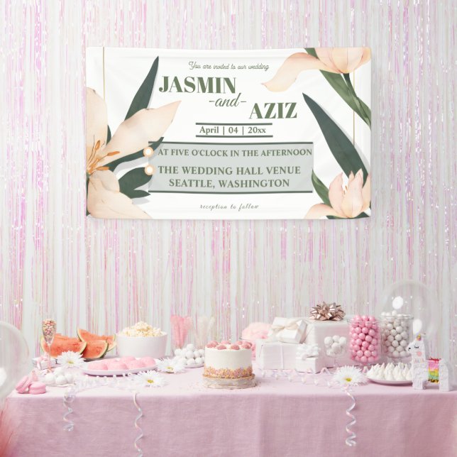 Pink blush floral Circle Banner (Party)