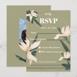 Pink blush floral Circle RSVP Card Einladung